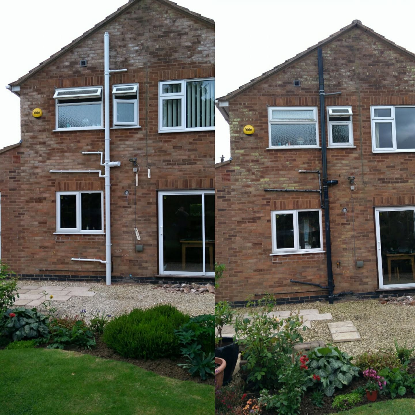 External soil pipe replacement, before and after